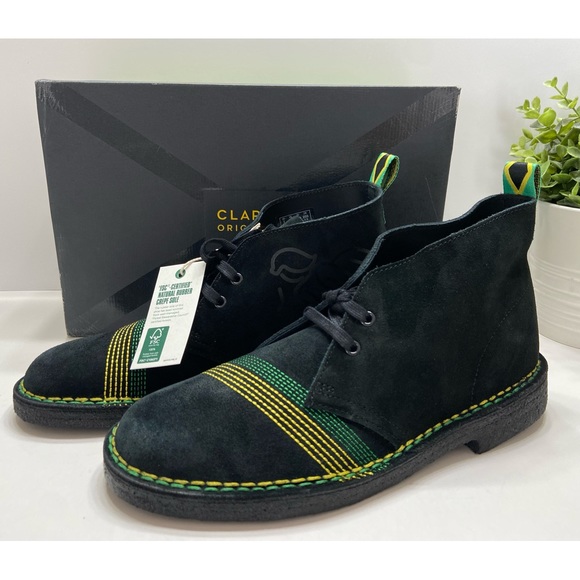 NEW Clarks Originals Desert Jamaica Men’s Lace Up Boots Limited Edition Black 8 - Picture 3 of 12